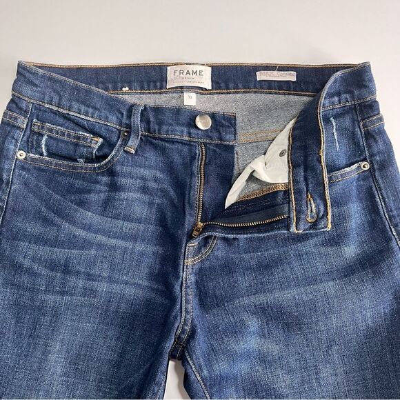 Men's FRAME Denim L'Homme Slim Jeans Dark Wash Slight Distress Size 31 - Picture 4 of 10